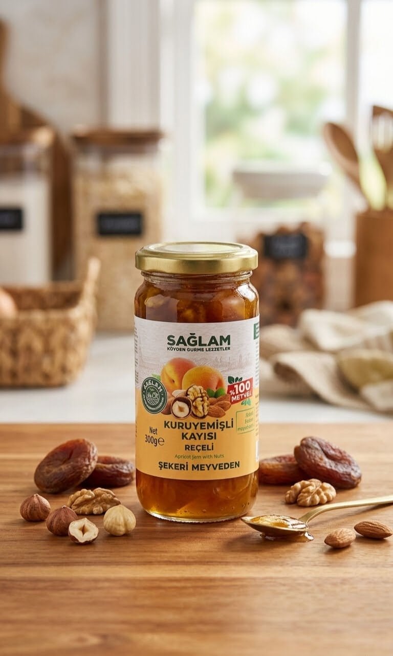 Sağlam Kuruyemişli Kayısı Reçeli 300 Gr