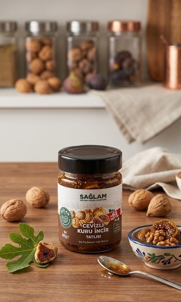 Sağlam Cevizli Kuru İncir Reçeli 400 Gr